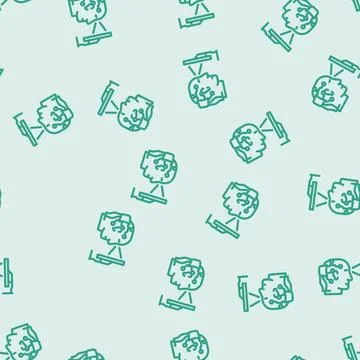 Brain interface device future technology line vector seamless pattern Stock Illustration