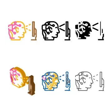 Brain interface device future technology color minimal icon vector Illustrazione stock
