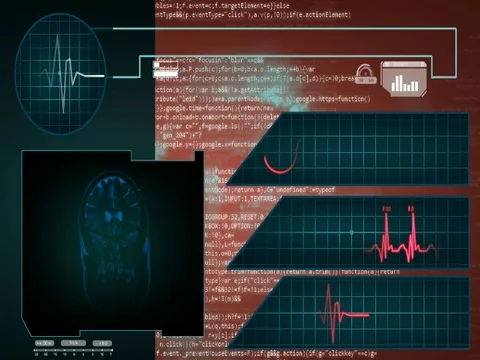 Brain - Interface - medical screen - graphics - red - SD Stock Footage