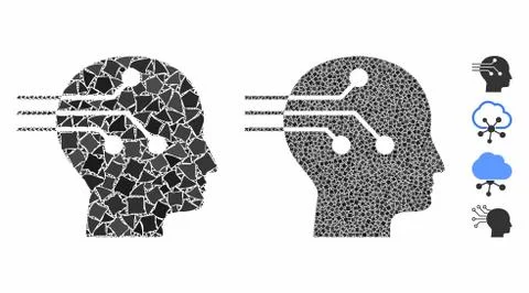Brain interface Mosaic Icon of Rugged Pieces イラスト素材
