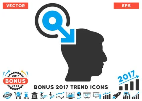 Brain Interface Plug-In Flat Icon With 2017 Bonus Trend Stock Illustration