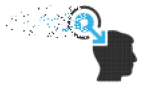 Brain Interface Plug-In Fragmented Pixel Icon Ilustração Stock