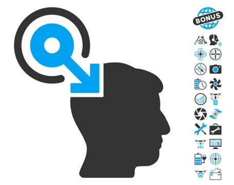 Brain Interface Plug-In Icon with Bonus Illustrazione stock