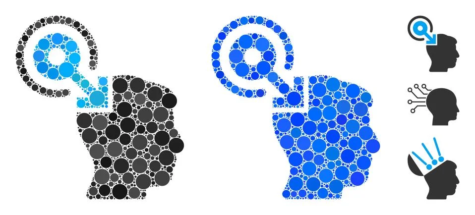 Brain Interface Plug-In Mosaic Icon of Circles Stock Illustration
