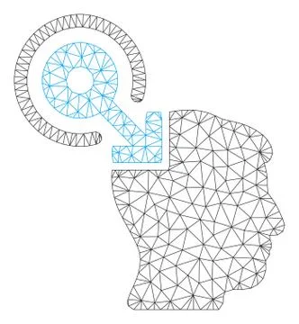Brain Interface Plug-In Polygonal Frame Vector Mesh Illustration 스톡 일러스트