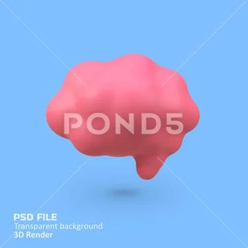 Brain isolated 3d render icon illustration PSD Template