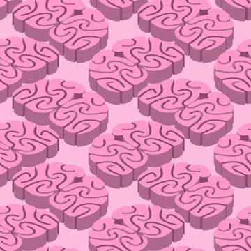 Brain isometric pattern. Seamless background of brain convolutions. Texture Stock Illustration