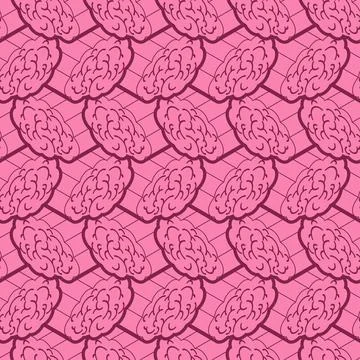 Brain isometric pattern seamless. brains background Vector Stock Illustration