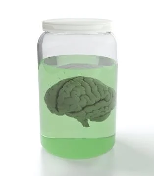 Brain in jar with liquid Stock Illustration