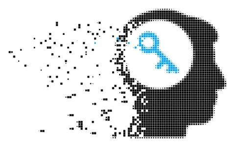 Brain Key Damaged Pixel Icon Illustrazione stock