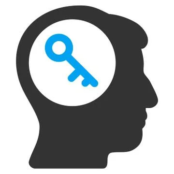 Brain Key Flat Icon Stock Illustration