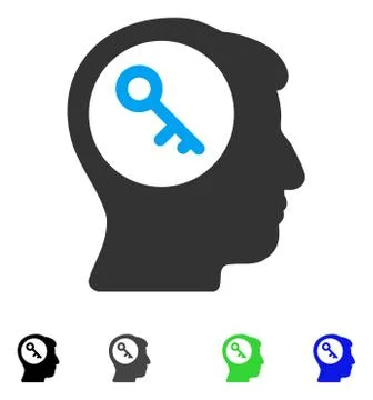 Brain Key Flat Icon Stockillustratie