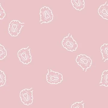 Brain with key line seamless pattern Stock Illustration