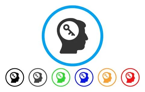 Brain Key Rounded Icon Stock Illustration