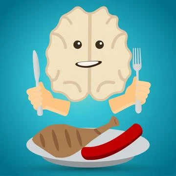 Brain with a knife and fork Stock Illustration