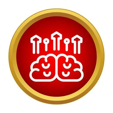 Brain knowledge growth development icon in red circle Illustrazione stock