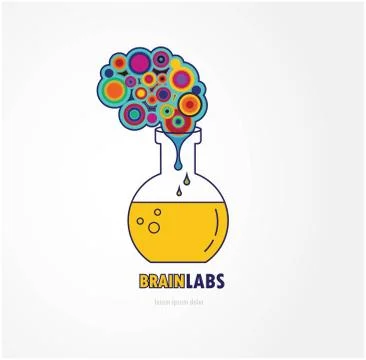 Brain lab logo template design with a round bulb. Vector illustration Stock Illustration