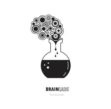 Brain lab logo template design with a round bulb. Vector illustration Stock Illustration