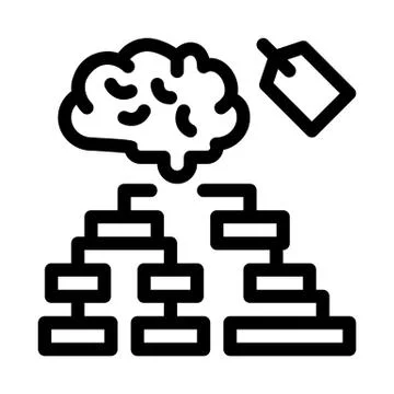 Brain label hierarchy chart icon vector outline illustration Stock Illustration