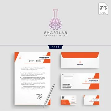 Brain laboratory science logo template Stock Illustration
