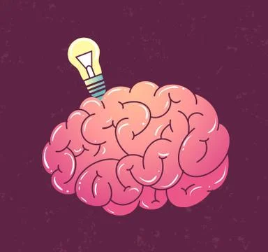 Brain with lamp Stock Illustration