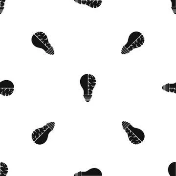 Brain lamp pattern seamless black Illustrazione stock