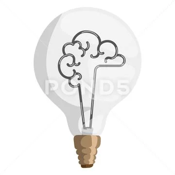 Brain lamp vector illustration concept isolated design innovation bulb light Stock Illustration