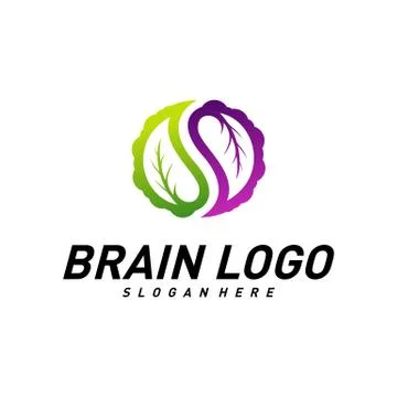 Brain with Leaf, Creative mind with Nature, learning and design icons. People Stock Illustration