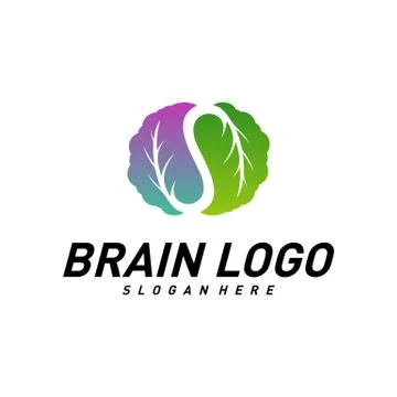 Brain with Leaf, Creative mind with Nature, learning and design icons. People Stock Illustration