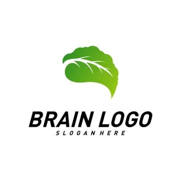 Brain with Leaf, Creative mind with Nature, learning and design icons. People Stock Illustration