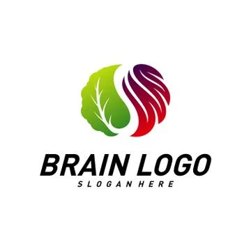 Brain with Leaf, Creative mind with Nature, learning and design icons. People Stock Illustration