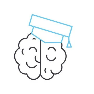 Brain learning line icon, outline symbol, vector illustration, concept sign 스톡 일러스트