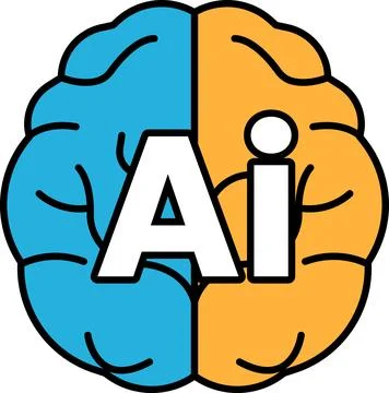 A brain with the letters AI on it Illustrazione stock