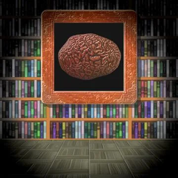 Brain in library room generated texture Stock Illustration