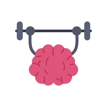 Brain lifting barbell symbolizing mental strength and fitness 스톡 일러스트
