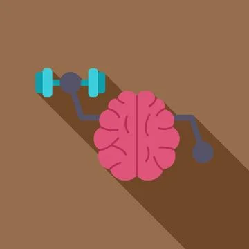 Brain lifting dumbbell exercising and training mind Illustrazione stock