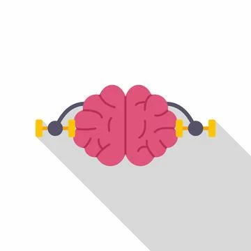 Brain lifting dumbbells, exercising expanding mind growth Illustrazione stock