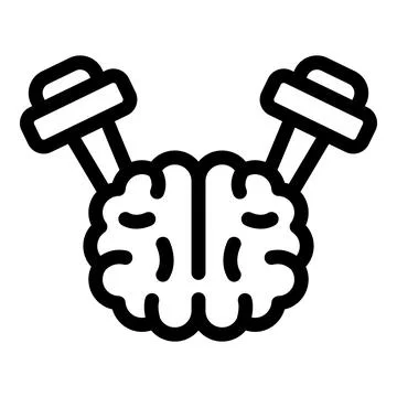 Brain lifting dumbbells, mental workout and cognitive training Illustrazione stock