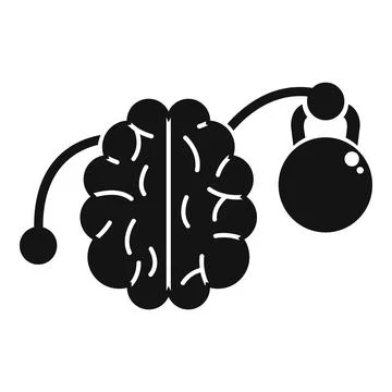 Brain lifting kettlebell as mental strength concept icon Stock Illustration