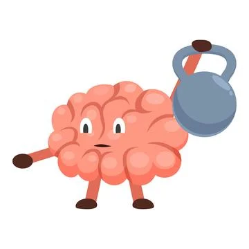 Brain lifting kettlebell, mental workout and cognitive training Illustrazione stock