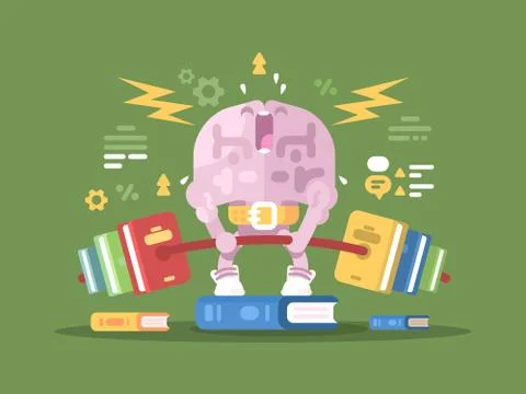 Brain lifting weight Stock Illustration