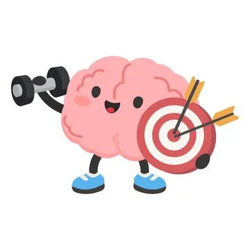 Brain Lifting Weights And Hitting Target Stock Illustration