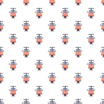 Brain lifting weights seamless pattern for mental training Stock Illustration
