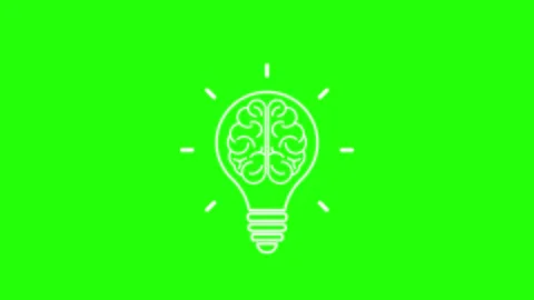 Brain light bulb ai animated green screen croma bulb with brain and ai insi.. Stock Footage 301695753