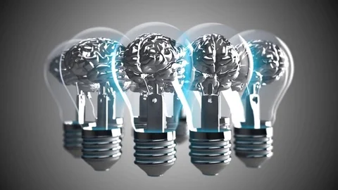 Brain light bulb AI artificial intelligence IOT connectivity  Stock Footage 85333136