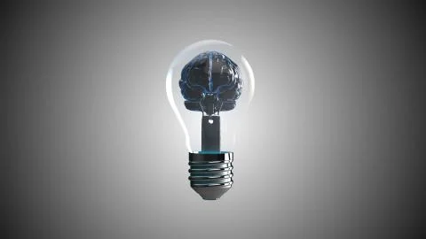 Brain light bulb AI artificial intelligence IOT connectivity Illustrazione stock