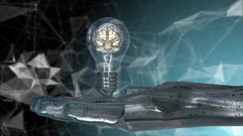 Brain light bulb AI artificial intelligence IOT connectivity Illustrazione stock