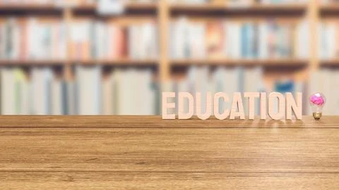 The brain in light bulb and eduction word 3d rendering Stock Illustration