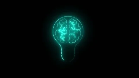 Brain light bulb cyan Video stock 331486628