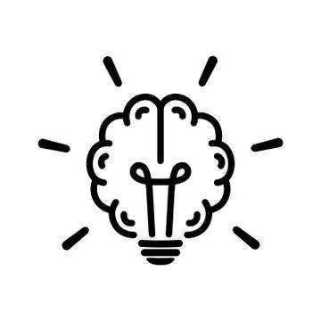 Brain light bulb icon in flat style Stock Illustration